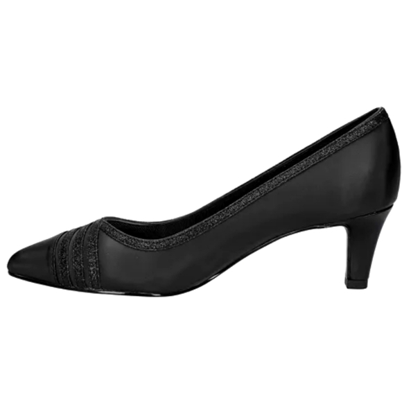 Easy Street Alive 5 Black Satin high heels classic evening 9 Extra Wide Shoes - Picture 1 of 15